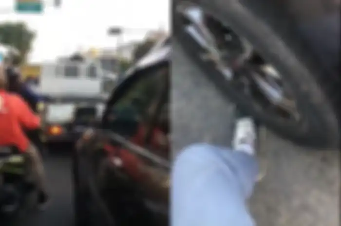 Viral di TikTok, kaki pria terlindas ban mobil saat di lampu merah.