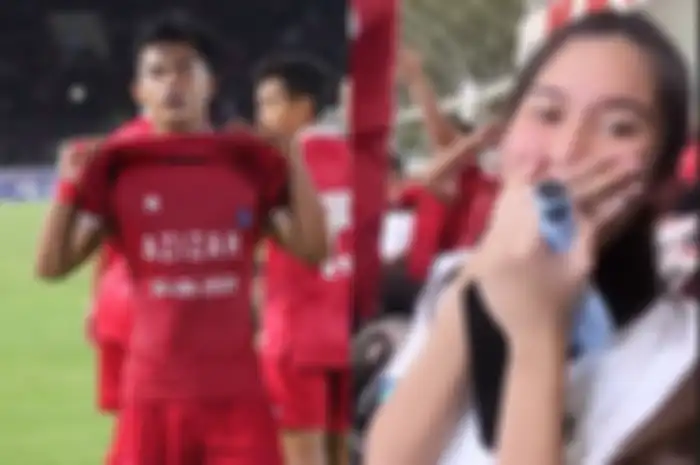 Selebrasi Pratama Arhan untuk Azizah Salsha.