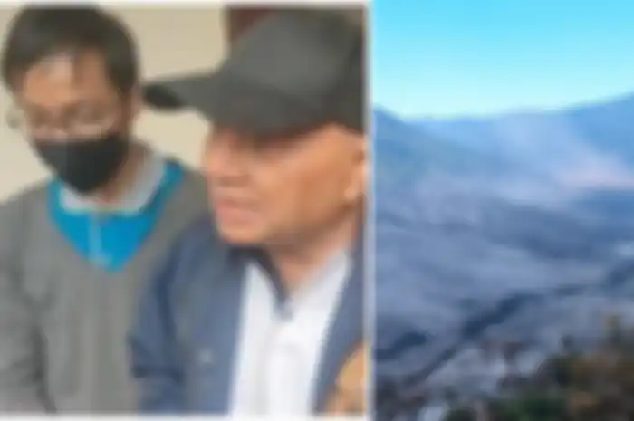(kiri)Mustaji, saat menjelaskan lemahnya pengawasan BBTNBTS terhadap pengunjung. Berikut babak baru kasus flare prewedding Bromo.  (kanan) Gunung Bromo pasca kebakaran 