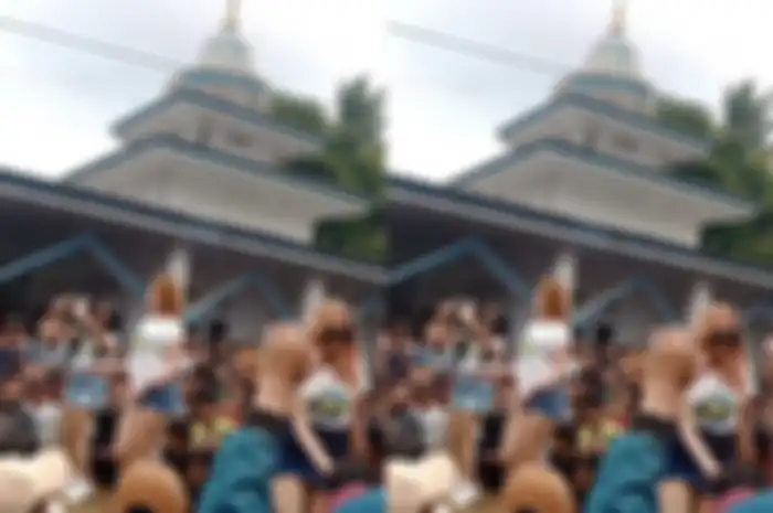 Aksi 3 wanita joget di halaman masjid viral.