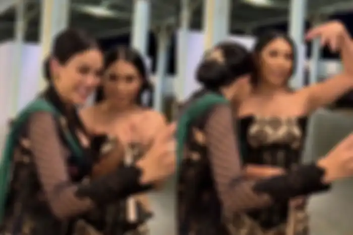 Nikita Mirzani bertemu Anggun C Sasmi untuk pertama kalinya di Pura Mangkunegaran Solo 