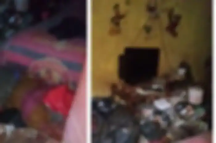 Kondisi rumah kontrakan tidak dirawat dengan baik, sehingga ruangan tersebut penuh sampah berserakan.