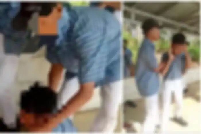 Tangkapan layara tau screenshot aksi bullying atau perundungan siswa SMP Cimanggu, Cilacap, Jawa Tengah.