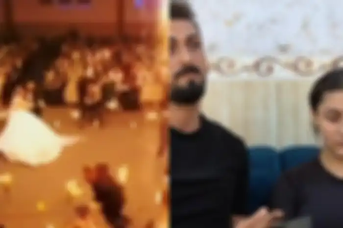 Revan dan Haneen (kanan) pengantin yang acara pernikahannya berubah karena kebakaran