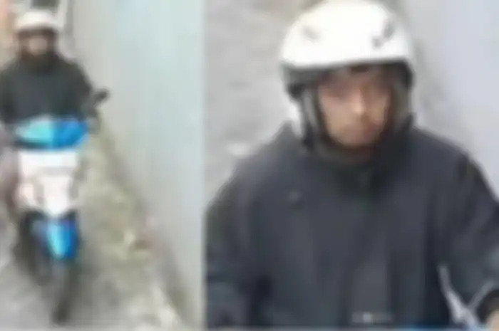 Pelaku begal payudara terekam kamera CCTV.