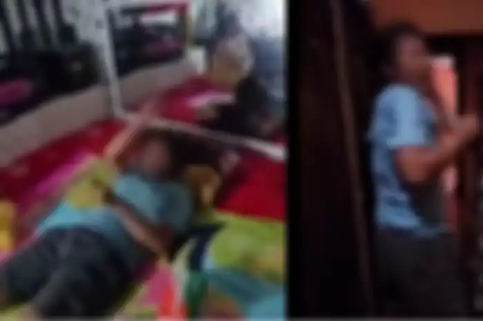 Istri sah labrak suami yang sedang seranjang dengan wanita diduga PSK.