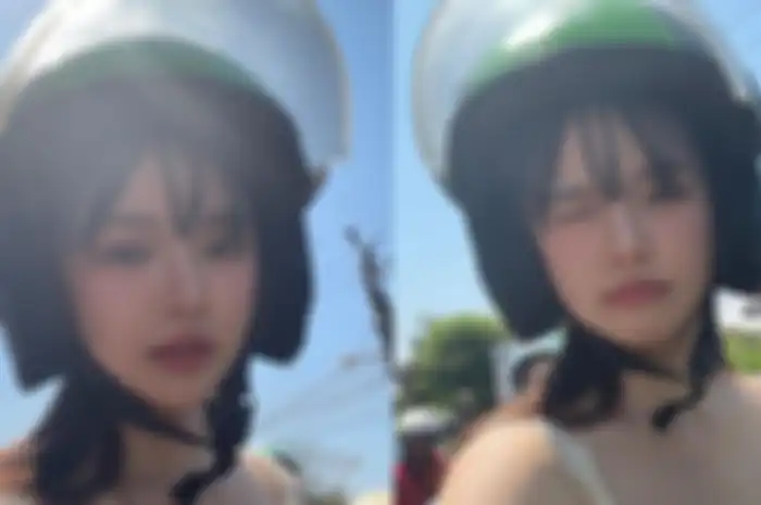 oseo naik ojol saat liburan di Bali 