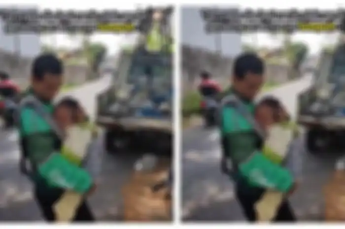 Driver ojol bawa anak saat kerja ternyata sang putra lumpuh  