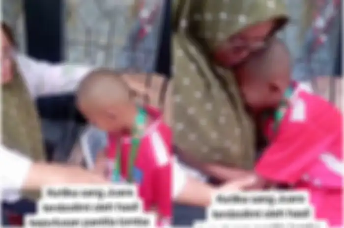 Egi menangis dipelukan sang ibu, setelah dinyatakan tak menang oleh panitia