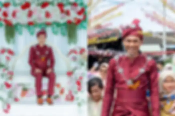 Viral kisah pengantin pria duduk sendiri di pelaminan.