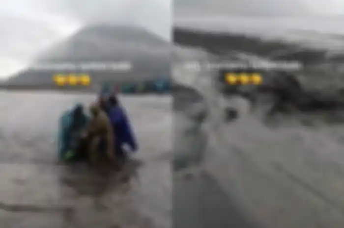 Lautan pasir di Gunung Bromo diterjang banjir.
