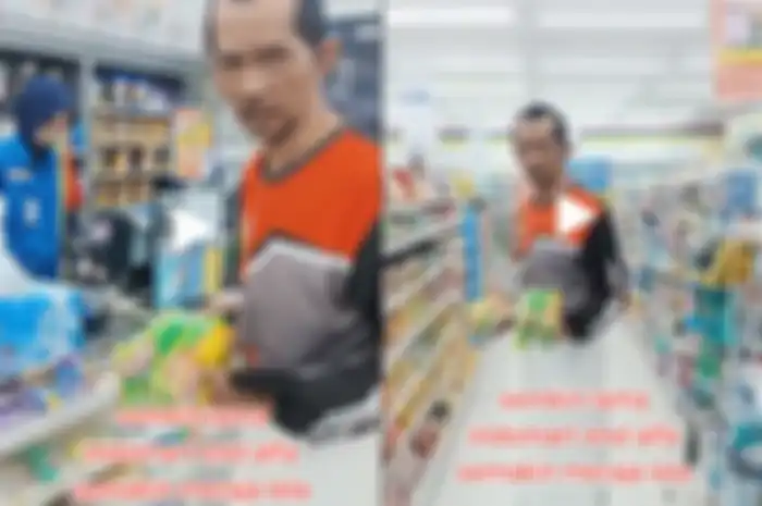 Seorang pria protes karena plastik di minimarket.
