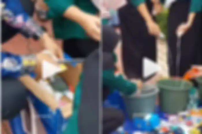Momen anggota OSIS razia skincare dan make up para siswa viral di media sosial.