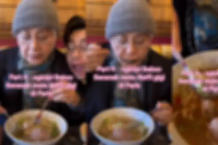 Wanita asal Indonesia cicipi bakso beranak di restoran Le Nusa milik Raffi Ahmad dan Nagita Slavina di Paris 