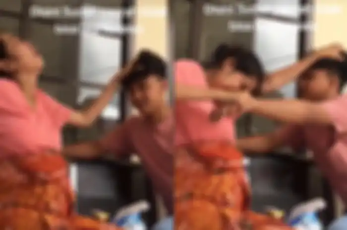 Suami pasrah dijambak istri yang kontraksi jelang melahirkan.