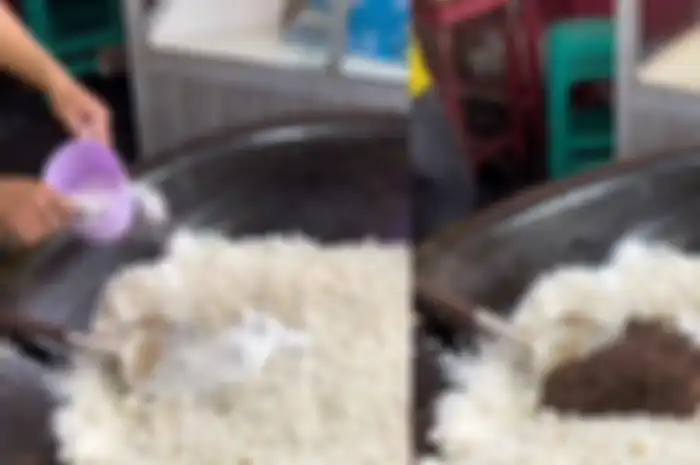 Ada salah satu pedagang pinggir jalan yang punya cara unik dalam memasak nasi goreng.