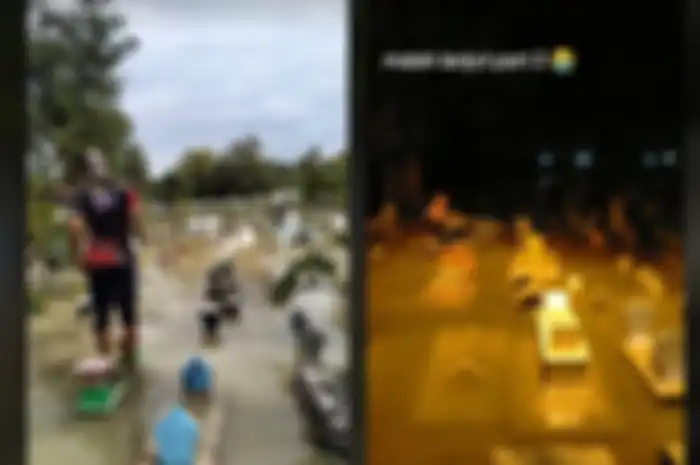 aksi pria di Grobogan yang santai mancing di kuburan viral di TikTok