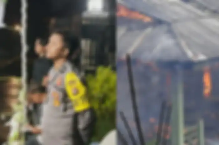 Bripda Yusran tetap setia menjalankan tugasnya jaga TPS meski rumahnya mengalami kebakaran