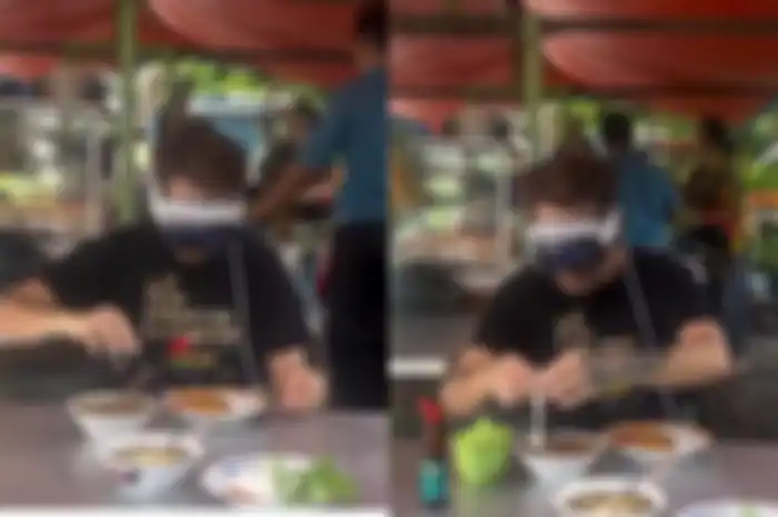 Aksi Pria Pakai Apple Vision Pro Sambil Makan Soto di Warung Viral