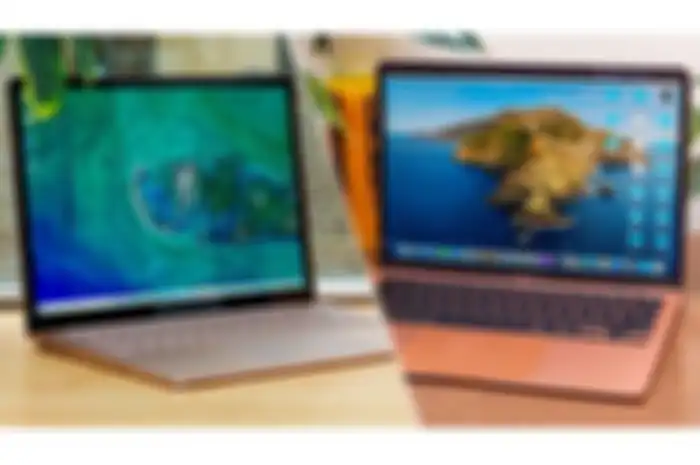 Macbook dan Laptop Windows. 