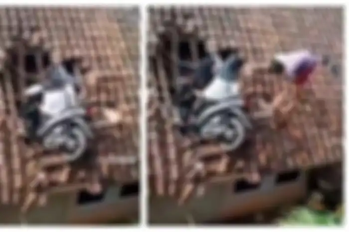 Momen 2 anak SD nyngsep di atas genteng warga saat ngabuburit 
