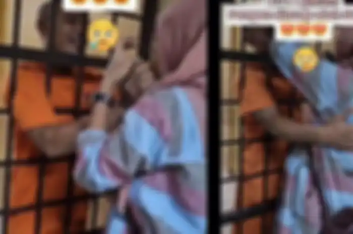 Viral di TikTok momen ibu hamil ngidam disuapi suami dari balik jeruji besi.