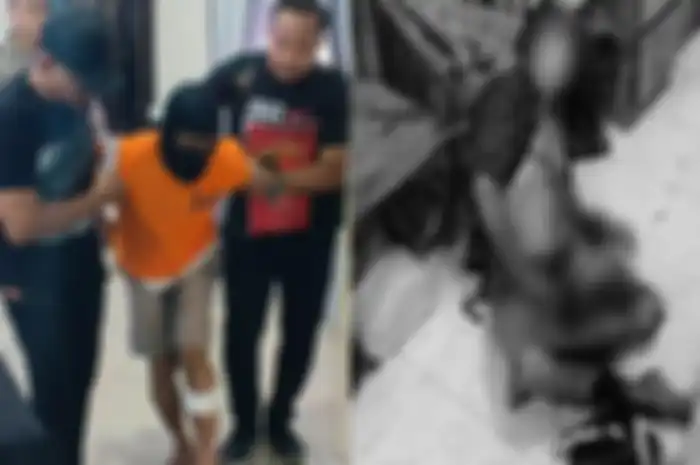Perampok yang bunuh pengusaha kontrakan di Kecamatan Helvetia, Kota Medan saat dipaparkan di Polrestabes Medan, Jumat (22/3/2024).