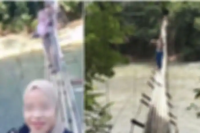 Viral video detik-detik jembatan gantung yang sedang dilalui warga putus di Desa Leuwi Ipuh, Kecamatan Banjarsari, Kabupaten Lebak, Banten. 