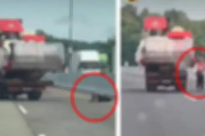 detik-detik sopir kejar truk yang meluncur di  tol Kalikangkung Semarang