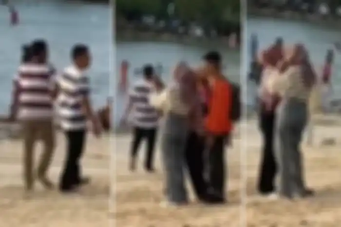 Pemuda tak sengaja pakai baju kembaran dengan wisatawan lain saat liburan di pantai.