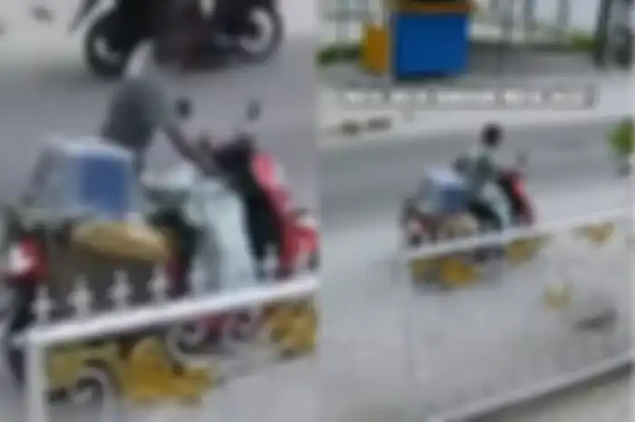 aksi maling curi motor pengantar paket terekam CCTV