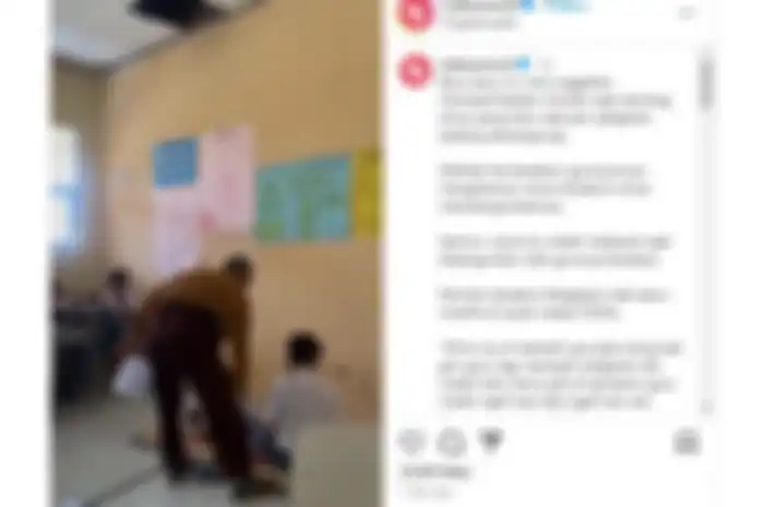 Aksi seorang siswa SMAN 1 Sukamakmur tertidur lalu melawan saat dibangunkan oleh sang guru. 