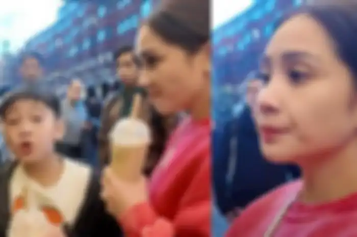 Nagita Slavina cicipi minuman lalu memberinya ke Mbak Lala dan Sus Rini.