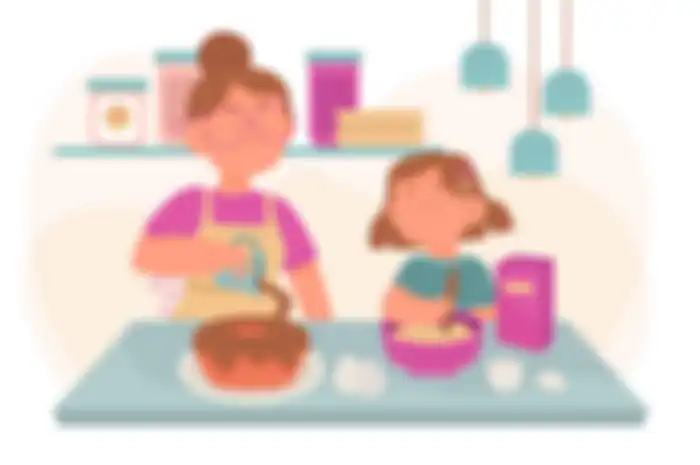 (ILUSTRASI) Ibu membuat kue bersama anak.