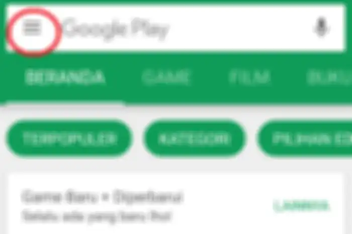 Klik garis tiga di pojok kiri atas
