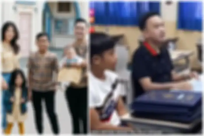 Ruben Onsu mengambil rapor Betrand Peto