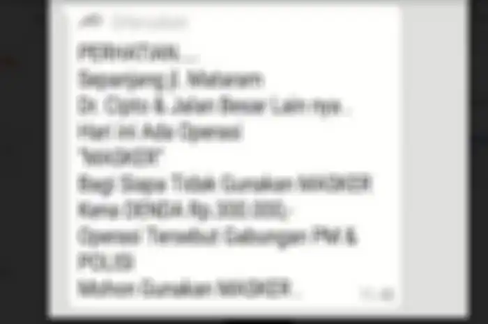 Pesan berantai pengendara enggak pakai masker bakal didenda Rp 300 ribu.
