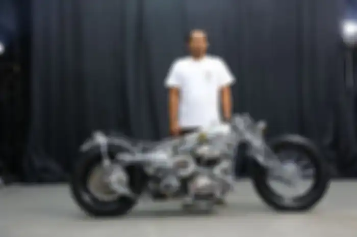S&S Pan Shovel 93 Cl garapan Kedux Garage sabet Best Kustom Bike Show di Kustomfest 2019.