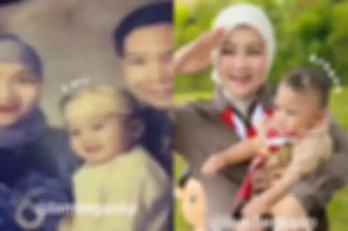 Kolase foto masa kecil Eril dan Arkana