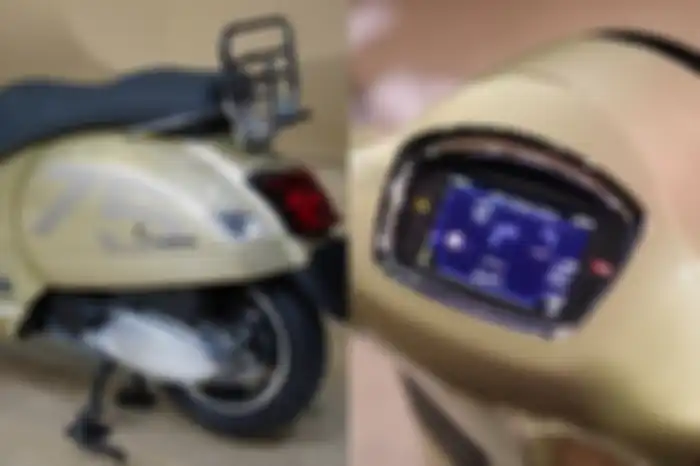 Vespa GTS 75th dibalut warna spesial Giallo 75th dengan grafis angka 75, serta tersemat panel instrumen digital layar TFT 4,3 inci.