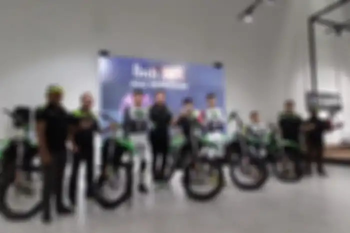 Launching tim Bali MX Kawasaki Greentech digelar di Kawasaki Abdul Muis, Jakarta Pusat, Rabu (15/3/2023).