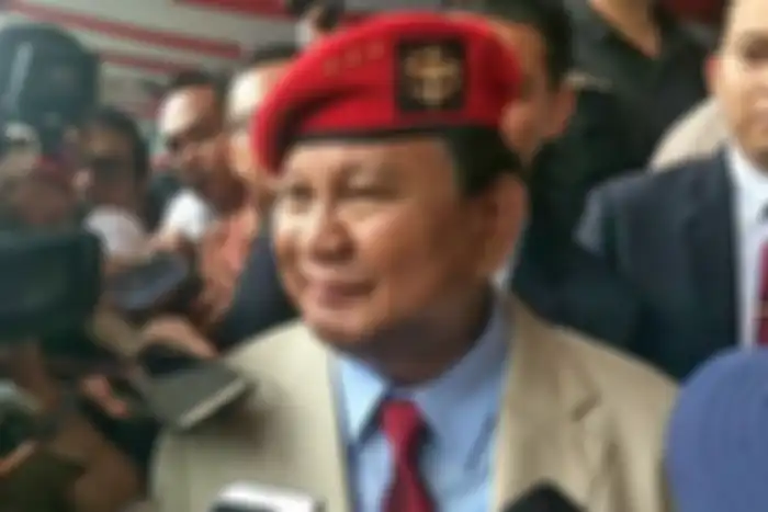 Prabowo Subianto saat menghadiri peringatan HUT ke 67 Kopassus di markas Kopassus, Cijantung, Jakarta Timur, Rabu (24/4/2019).