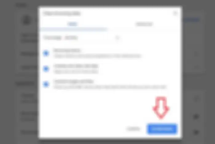 Centang semua opsi dan pilih Clear data