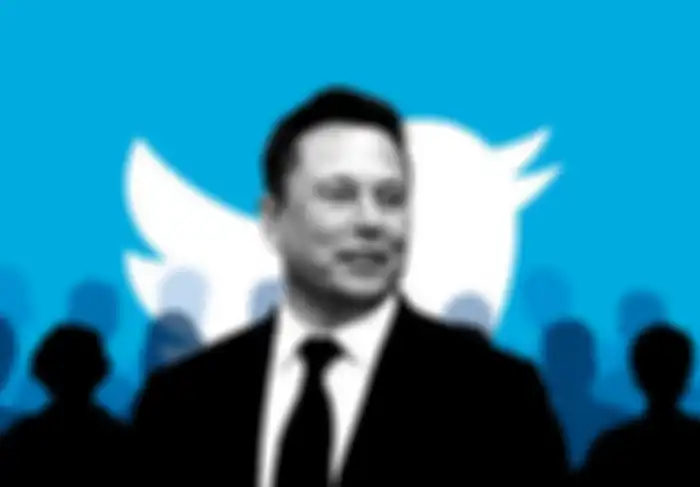 Ilustrasi Elon Musk dan logo Twitter
