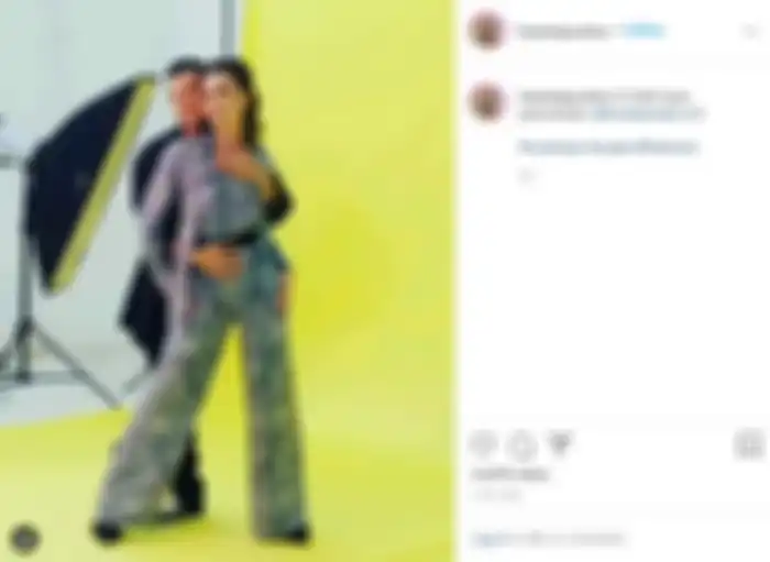 Pose mesra Herjunot Ali dan Luna Maya saat pemotretan