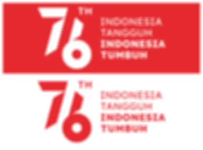 Logo HUT RI ke-76 versi latar merah (atas) dan versi latar putih (bawah)