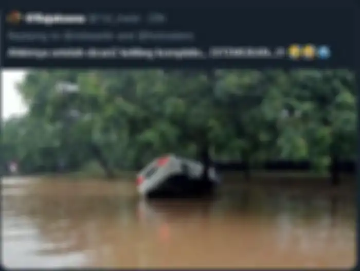Kondisi Mobil BMW yang hanyut karena banjir