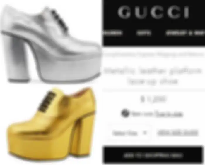 Koleksi Gucci merk Metallic Leather Platform Lace-up Shoe