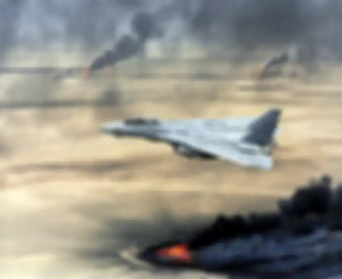 Sebuah F-14 US Navy usai melakukan misi pengeboman di Irak pada operasi Desert Storm