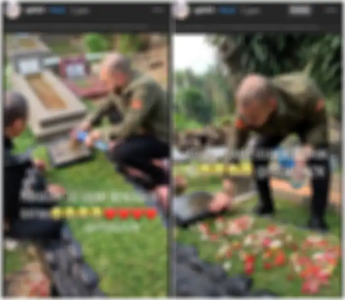 Bubu menyematkan diri berziarah ke makam ayah dan kakak laki-laki Syahrini.